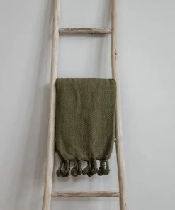 Creative Co-op Home Decor Cotton Throw With Pom Pom Tassels