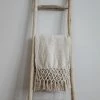 Creative Co-op Crochet & Fringe Cream Throw