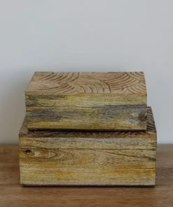 Creative Co-op Hand Carved Wood Box