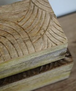 Creative Co-op Hand Carved Wood Box