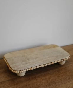 Creative Co-op Kitchen Beaded Wood Pedestal