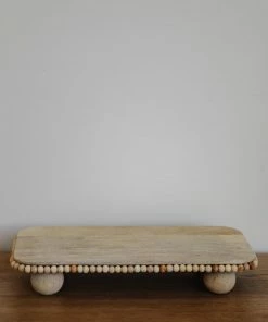 Creative Co-op Kitchen Beaded Wood Pedestal