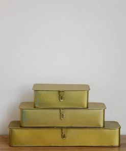 Creative Co-op Home Decor Marshall Brass Metal Boxes