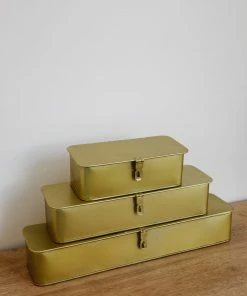 Creative Co-op Home Decor Marshall Brass Metal Boxes