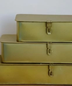 Creative Co-op Home Decor Marshall Brass Metal Boxes