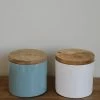 Bloomingville Enameled Mango Wood Canister Kitchen