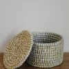 Creative Co-op Whitewashed Woven Baskets With Lid