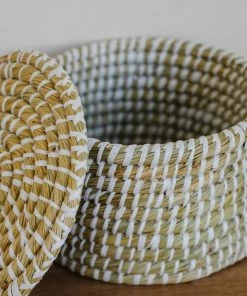 Creative Co-op Whitewashed Woven Baskets With Lid
