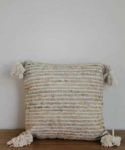 Creative Co-op Harding Cream Woven Pillow Home Decor