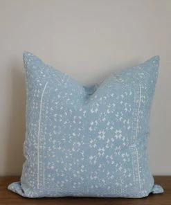 Sugar Feather Home Decor Labyrinth Blue Hand Printed Pillow