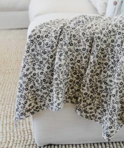Creative Co-op Floral Cotton Fringe Blanket