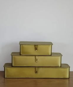 Creative Co-op Home Decor Marshall Brass Metal Boxes