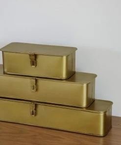 Creative Co-op Home Decor Marshall Brass Metal Boxes