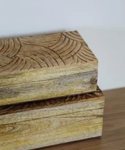 Creative Co-op Hand Carved Wood Box
