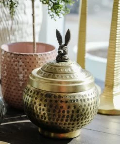 Creative Co-op Rabbit Finial Container Home Decor