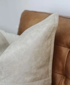 Classic Home Pike Gray Leather Pillow Home Decor