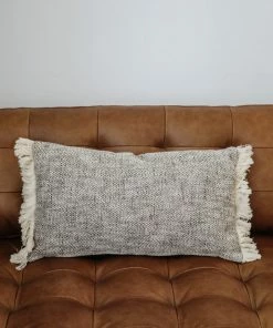 Creative Co-op Chambray Black Lumbar Pillow