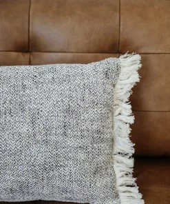 Creative Co-op Chambray Black Lumbar Pillow