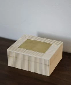 Zodax Home Decor White Bone Chips And Brass Box