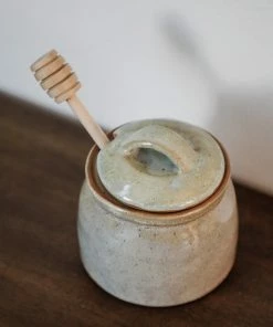 Creative Co-op Kitchen Stoneware Honey Jar
