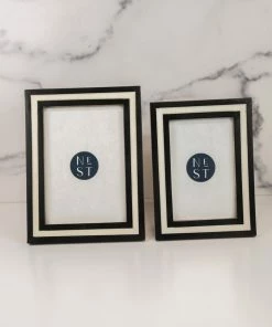 BIDK Home B+W Lined Frame Home Decor