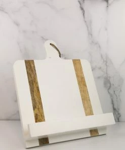 Mud Pie Kitchen White Stripe Cookbook Holder