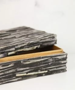 A.Sanoma Black Ribbed Box Home Decor