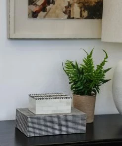 A.Sanoma Black & White Gingham Bone Box Home Decor