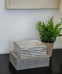 A.Sanoma Black & White Gingham Bone Box Home Decor
