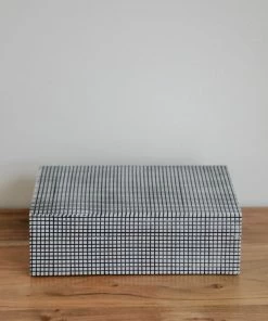 A.Sanoma Black & White Gingham Bone Box Home Decor