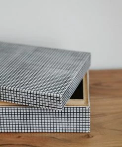A.Sanoma Black & White Gingham Bone Box Home Decor