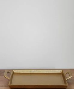 BIDK Home Brass Tray With Handles Home Decor