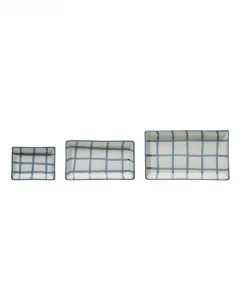 Creative Co-op Kitchen Blue Grid Trays