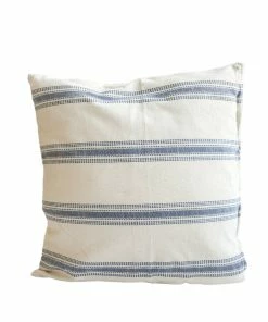 Creative Co-op Blue Striped Cotton Pillow Textiles