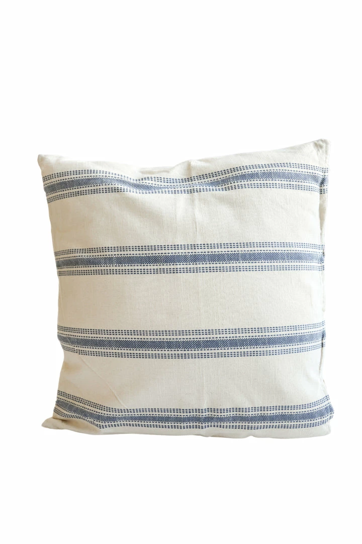 Creative Co-op Blue Striped Cotton Pillow Textiles