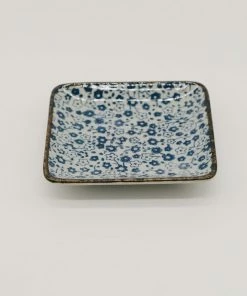 Creative Co-op Hand-Painted Blue Square Plate