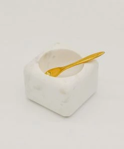 Creative Co-op Kitchen Marble & Sandstone Pinch Pot With Spoon