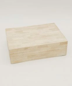 A.Sanoma Gold Pinstripe Bone Box Home Decor