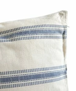 Creative Co-op Blue Striped Cotton Pillow Textiles