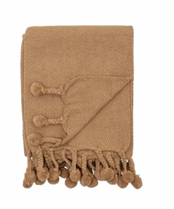 Creative Co-op Home Decor Cotton Throw With Pom Pom Tassels