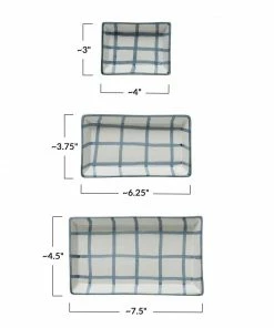 Creative Co-op Kitchen Blue Grid Trays