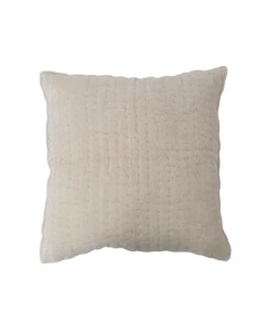 Creative Co-op Chenille Pillow With Kantha Stitch