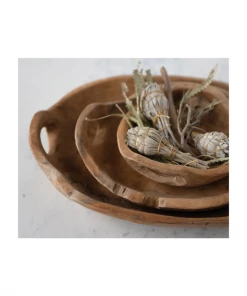 Creative Co-op Teak Bowl With Handle